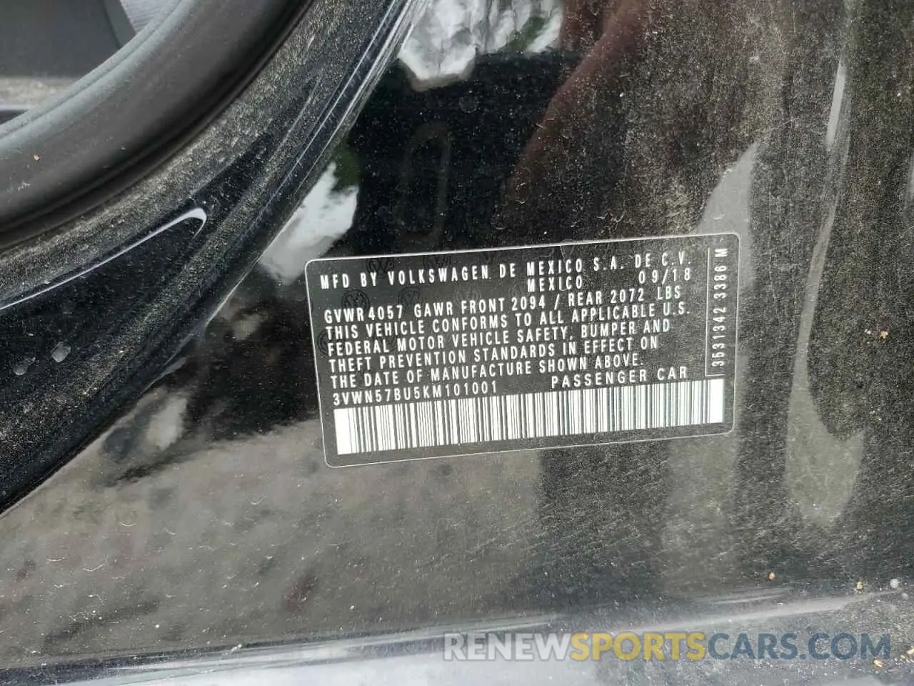 12 Photograph of a damaged car 3VWN57BU5KM101001 VOLKSWAGEN JETTA 2019