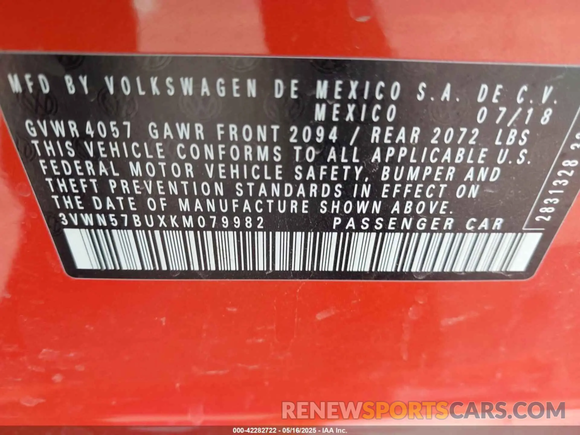 9 Photograph of a damaged car 3VWN57BUXKM079982 VOLKSWAGEN JETTA 2019