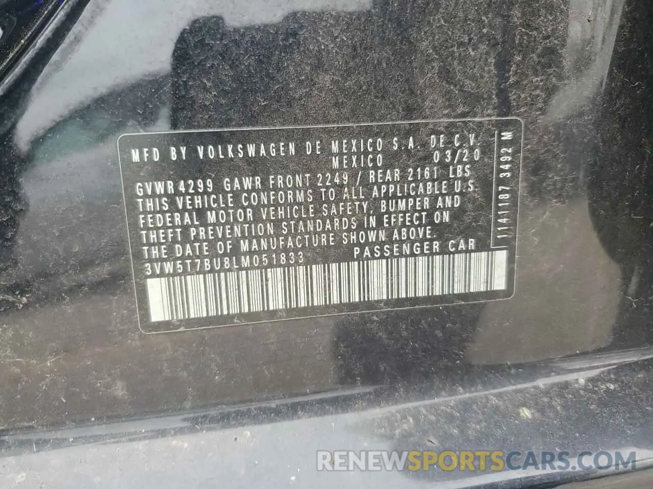 12 Photograph of a damaged car 3VW5T7BU8LM051833 VOLKSWAGEN JETTA 2020