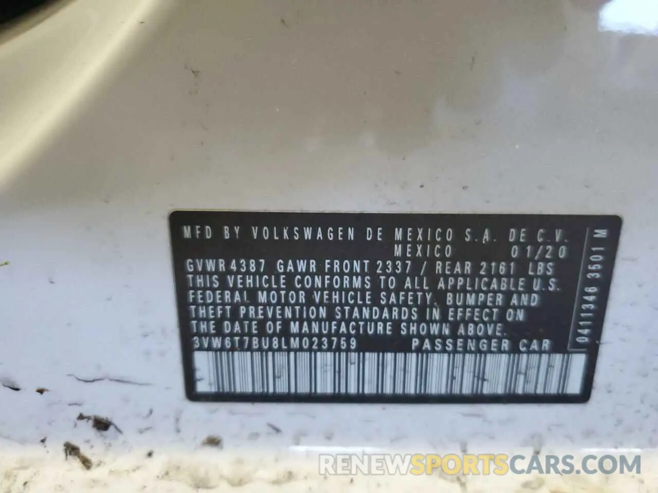 13 Photograph of a damaged car 3VW6T7BU8LM023759 VOLKSWAGEN JETTA 2020