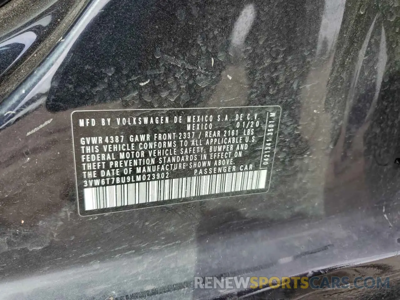 12 Photograph of a damaged car 3VW6T7BU9LM023902 VOLKSWAGEN JETTA 2020