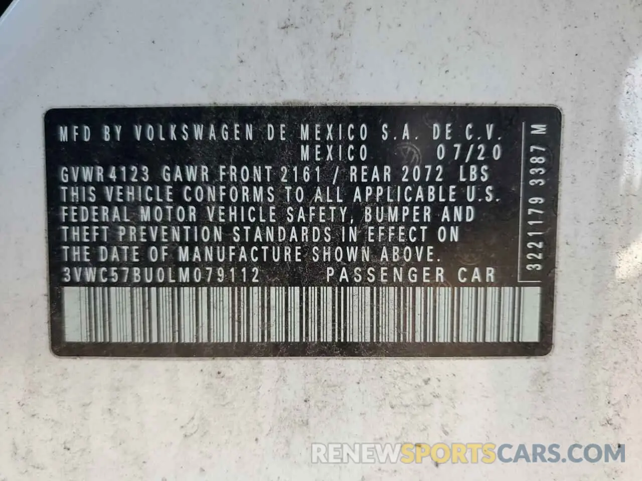 12 Photograph of a damaged car 3VWC57BU0LM079112 VOLKSWAGEN JETTA 2020