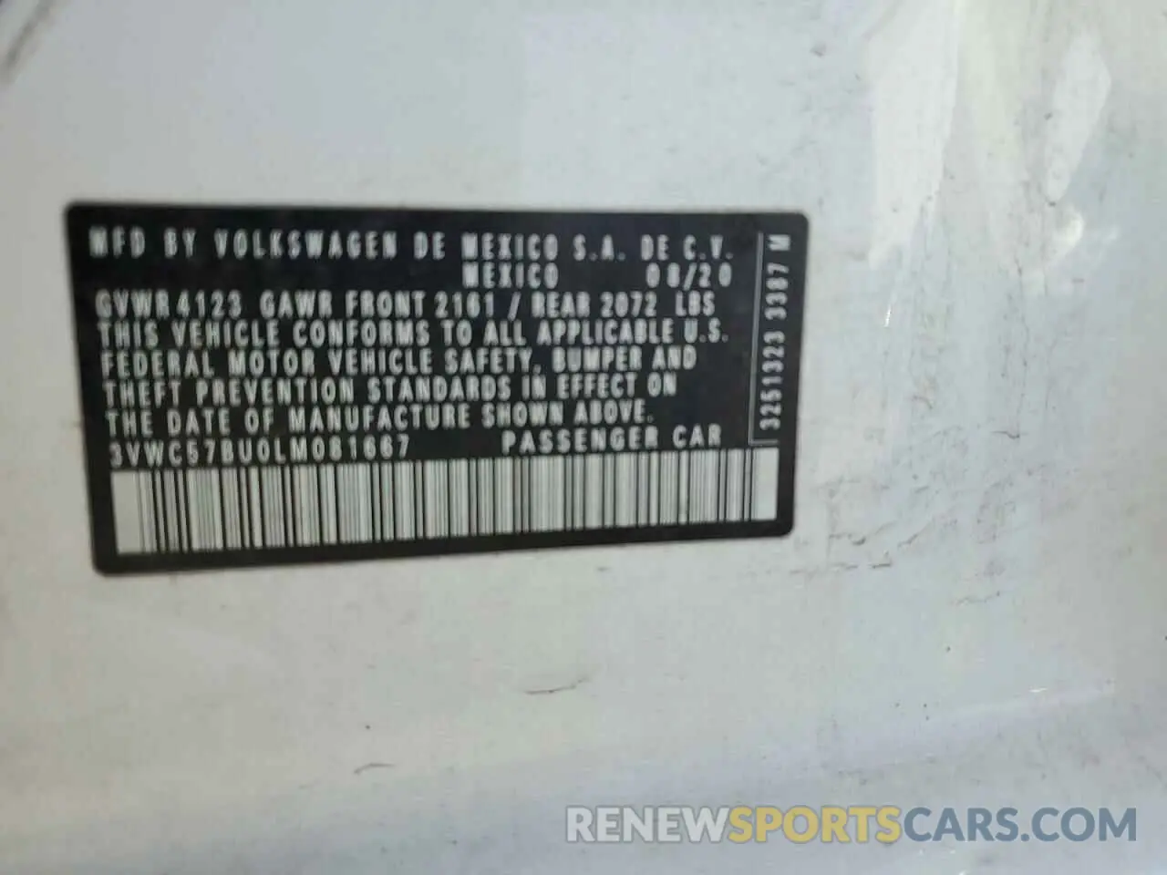 13 Photograph of a damaged car 3VWC57BU0LM081667 VOLKSWAGEN JETTA 2020