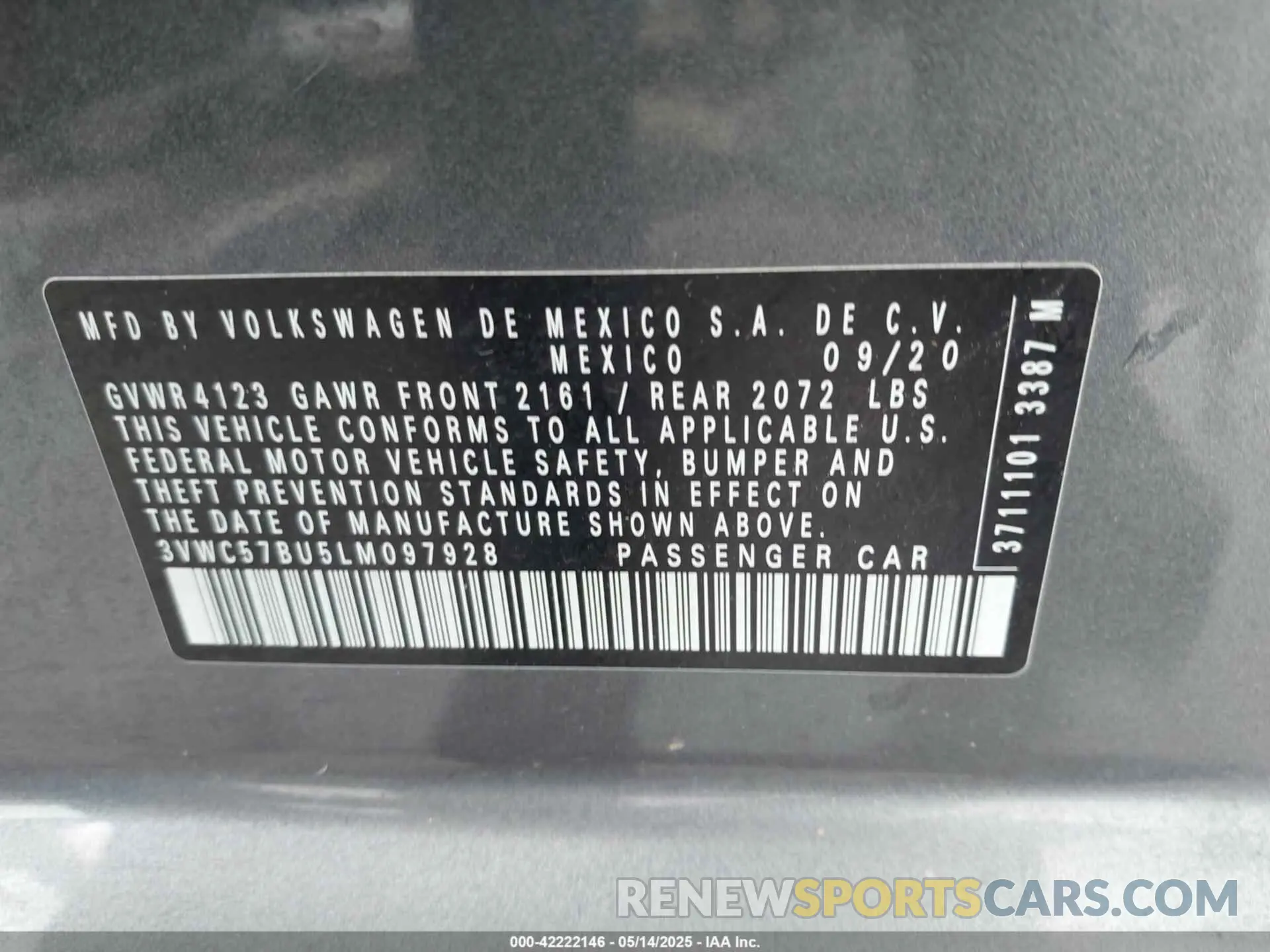 9 Photograph of a damaged car 3VWC57BU5LM097928 VOLKSWAGEN JETTA 2020