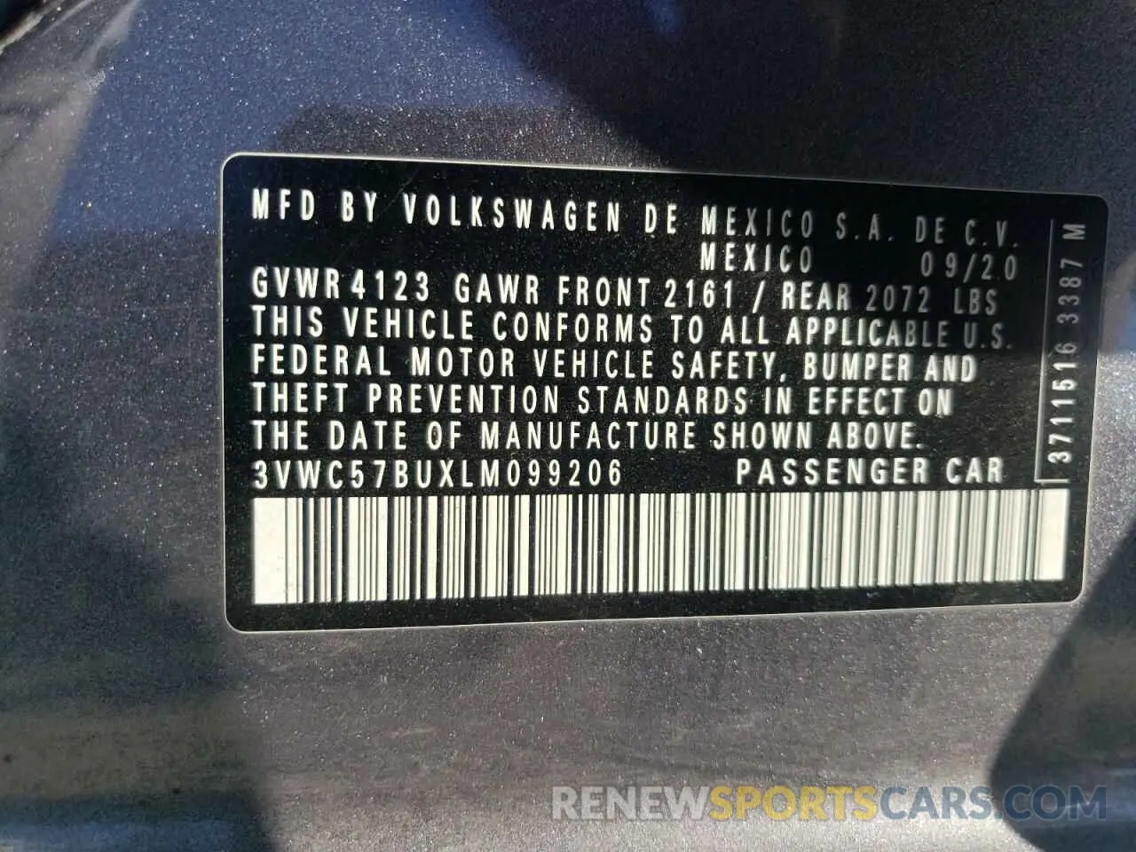 12 Фотография поврежденного автомобиля 3VWC57BUXLM099206 VOLKSWAGEN JETTA 2020
