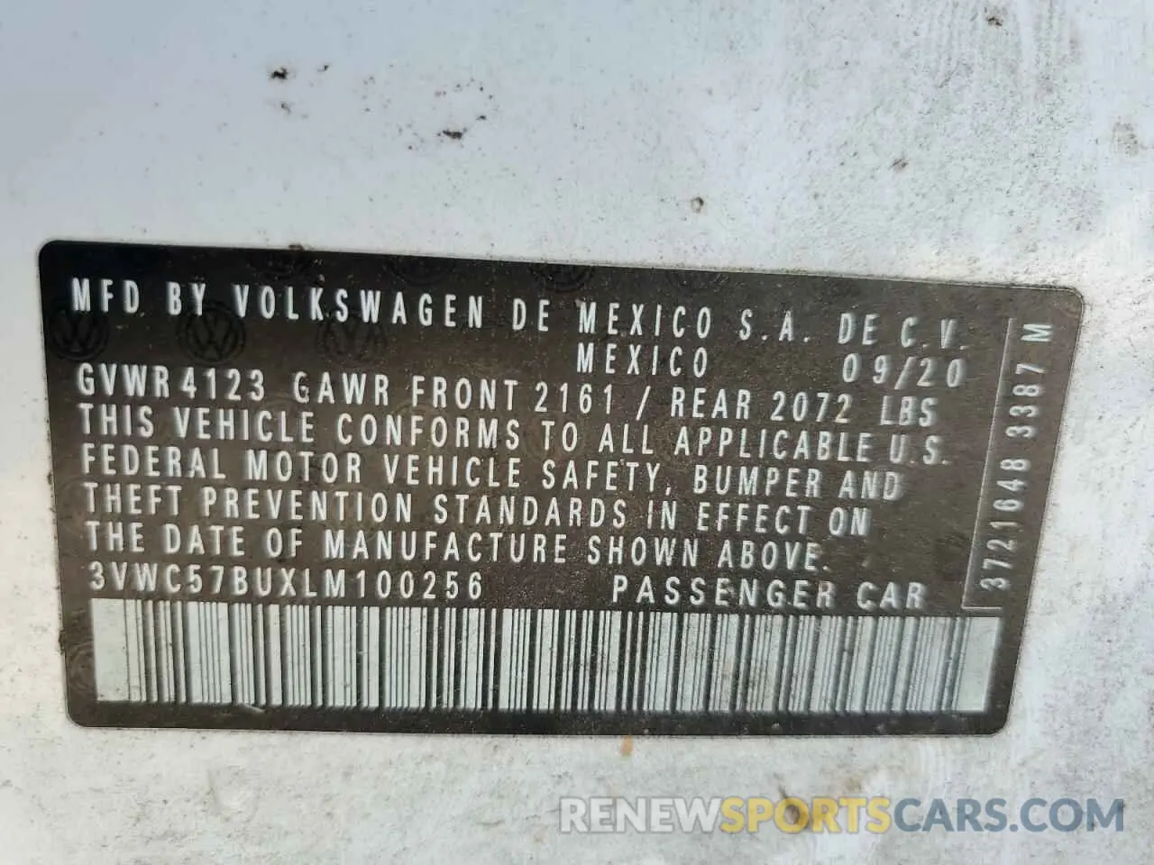 12 Photograph of a damaged car 3VWC57BUXLM100256 VOLKSWAGEN JETTA 2020