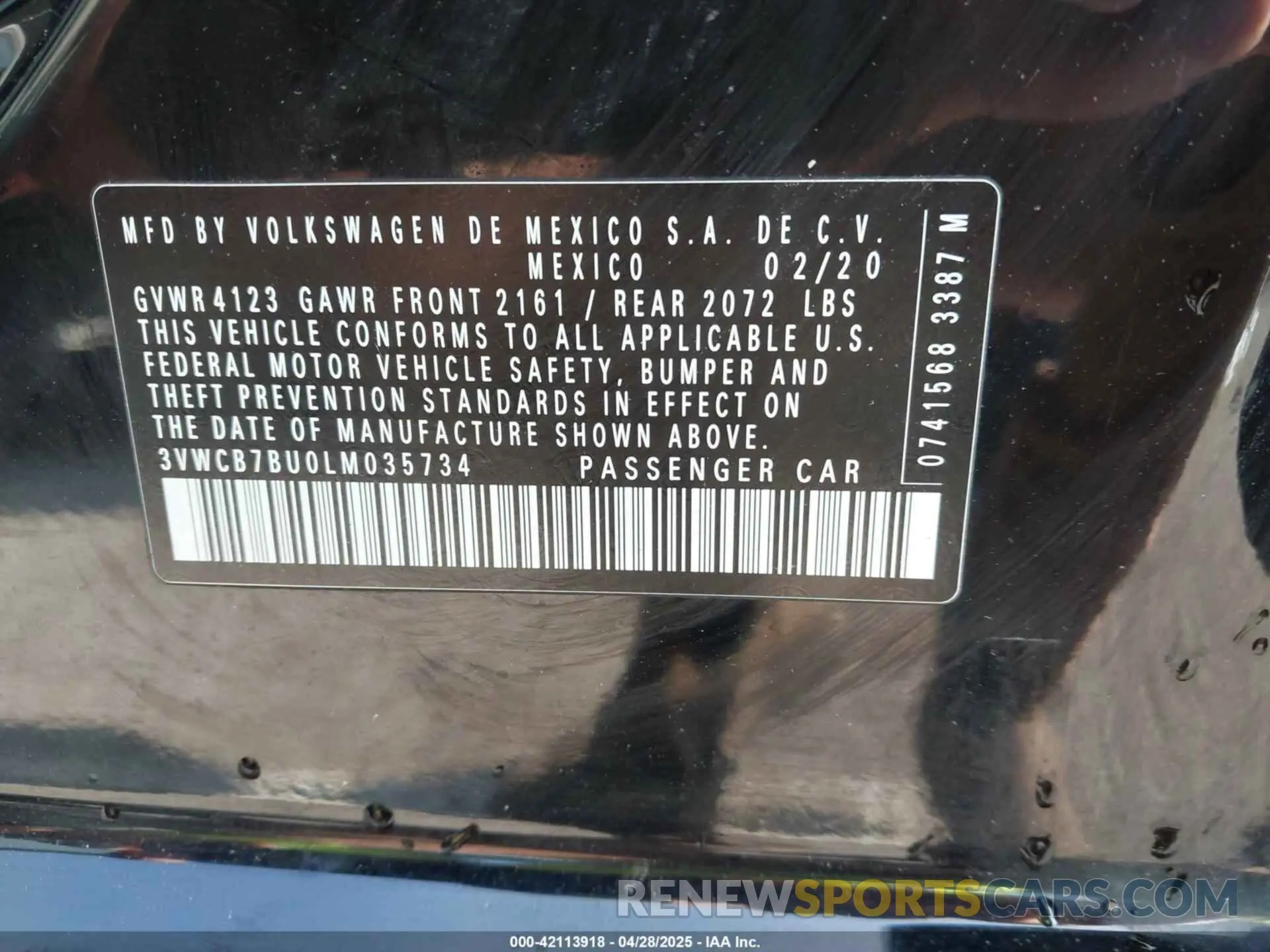 9 Фотография поврежденного автомобиля 3VWCB7BU0LM035734 VOLKSWAGEN JETTA 2020
