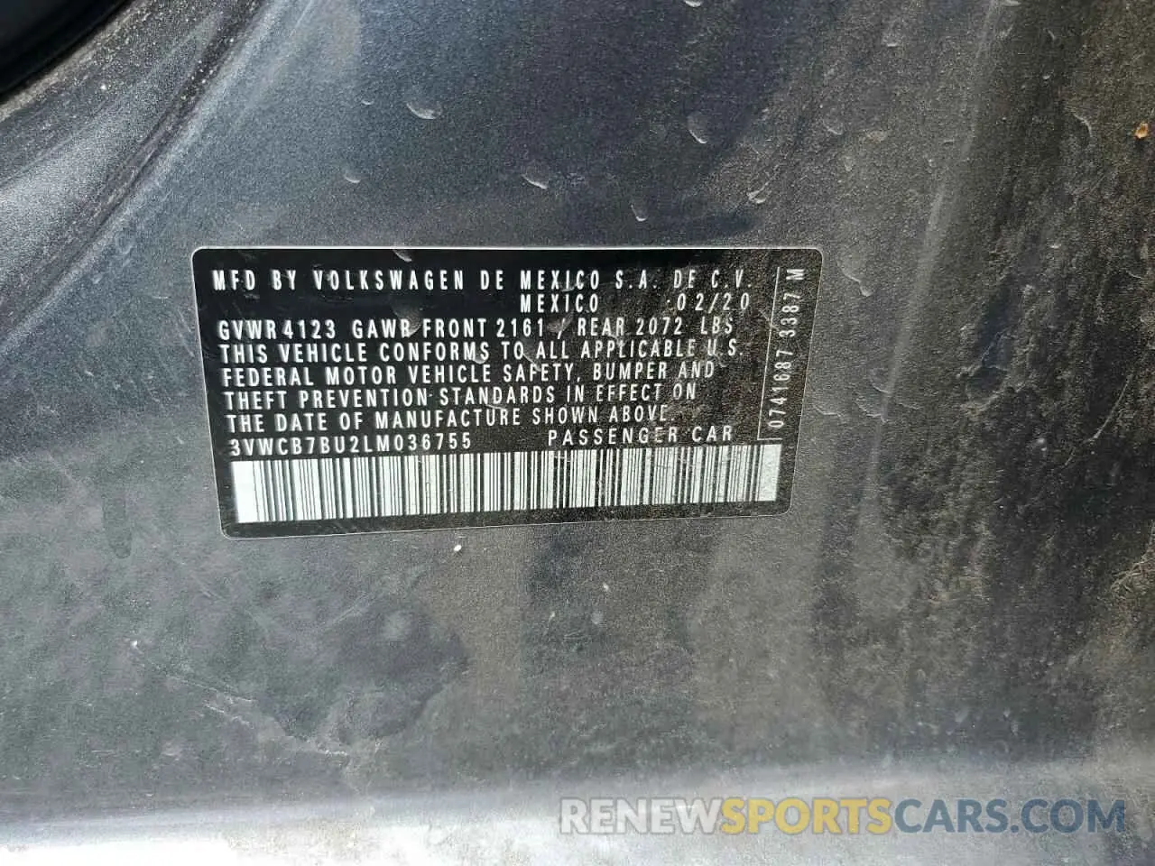 12 Photograph of a damaged car 3VWCB7BU2LM036755 VOLKSWAGEN JETTA 2020