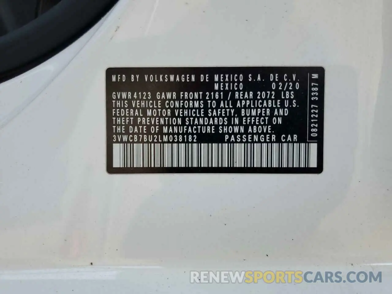 12 Photograph of a damaged car 3VWCB7BU2LM038182 VOLKSWAGEN JETTA 2020