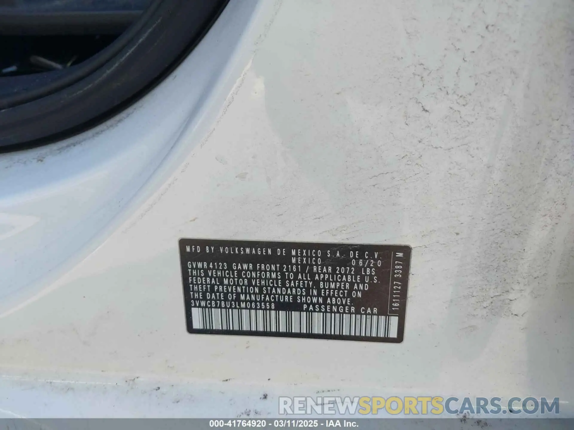 9 Photograph of a damaged car 3VWCB7BU3LM063558 VOLKSWAGEN JETTA 2020