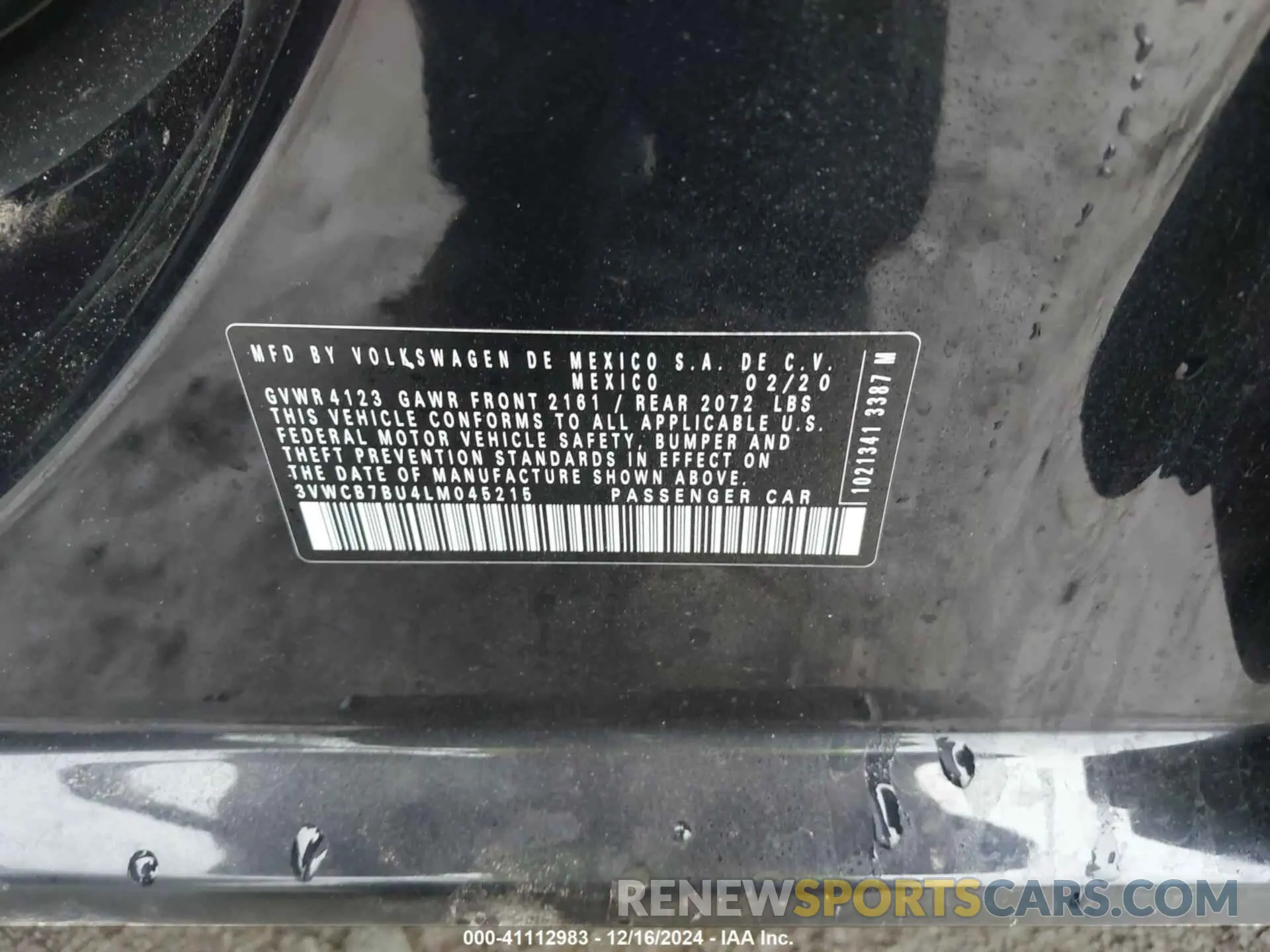 9 Photograph of a damaged car 3VWCB7BU4LM045215 VOLKSWAGEN JETTA 2020