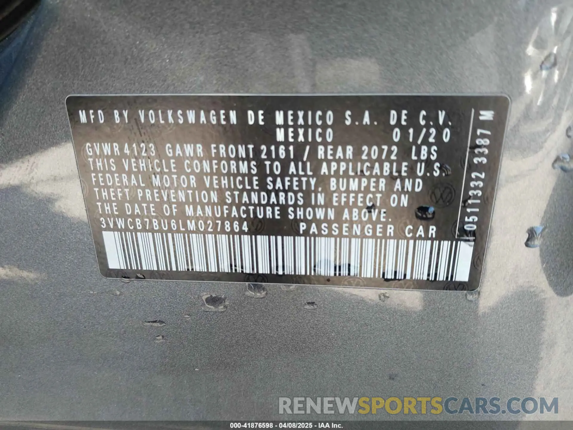 9 Фотография поврежденного автомобиля 3VWCB7BU6LM027864 VOLKSWAGEN JETTA 2020
