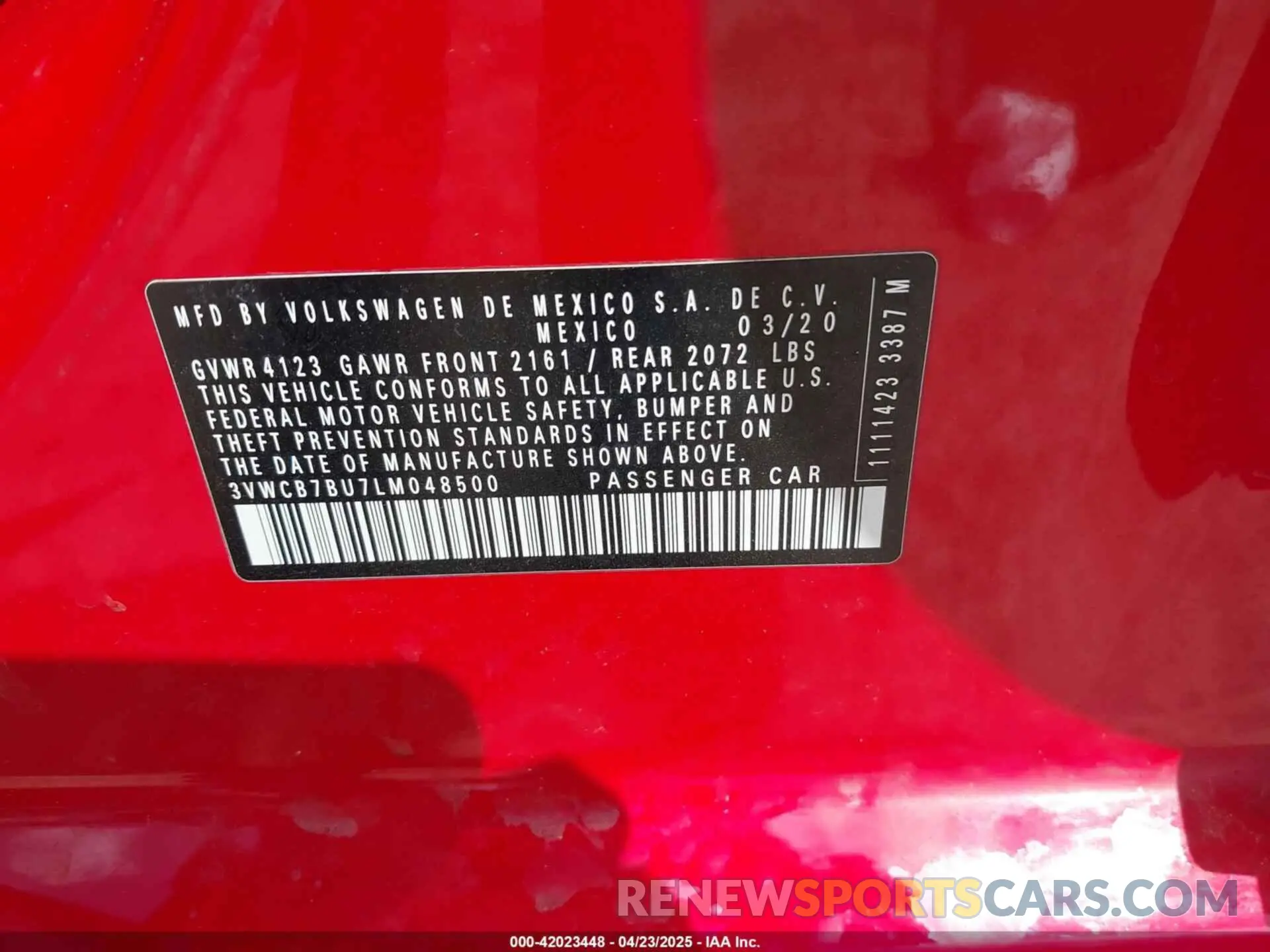 9 Фотография поврежденного автомобиля 3VWCB7BU7LM048500 VOLKSWAGEN JETTA 2020