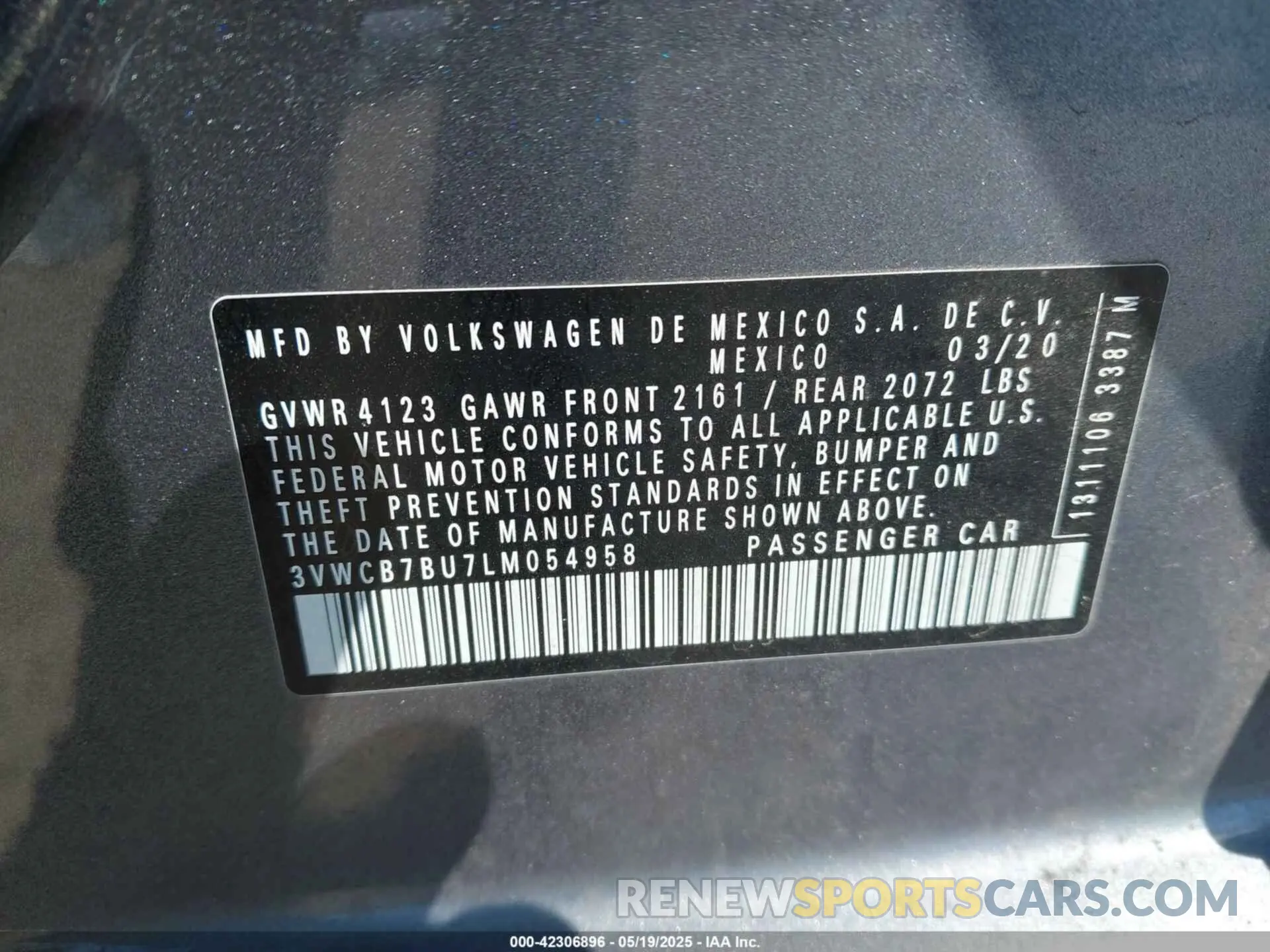 9 Photograph of a damaged car 3VWCB7BU7LM054958 VOLKSWAGEN JETTA 2020