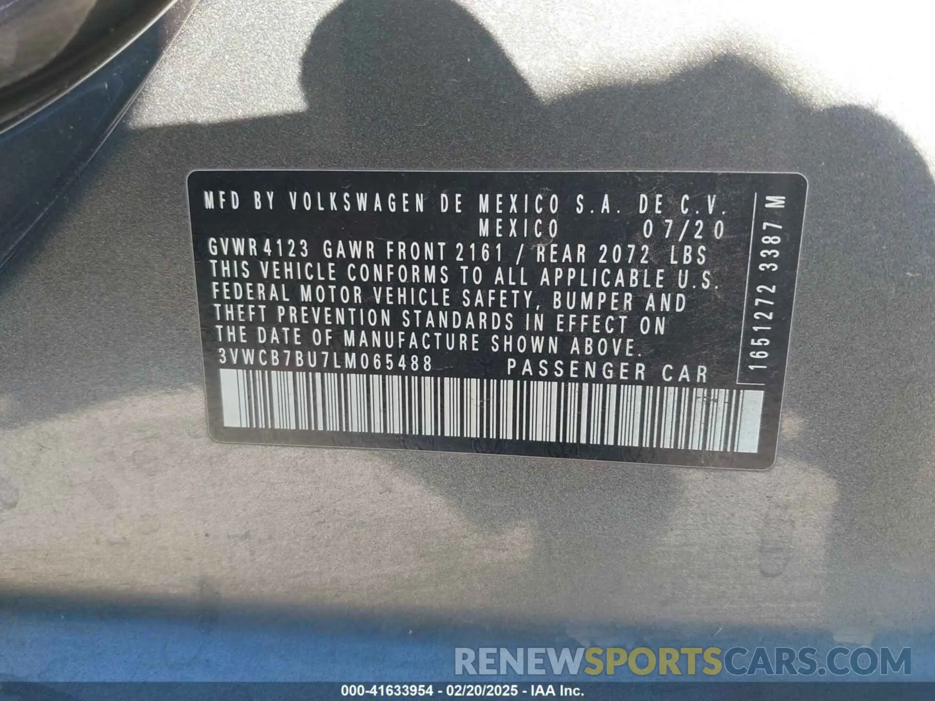 9 Photograph of a damaged car 3VWCB7BU7LM065488 VOLKSWAGEN JETTA 2020