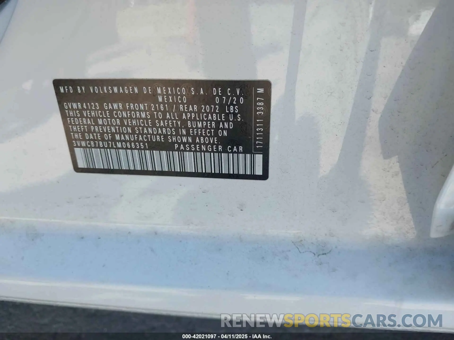 9 Фотография поврежденного автомобиля 3VWCB7BU7LM066351 VOLKSWAGEN JETTA 2020