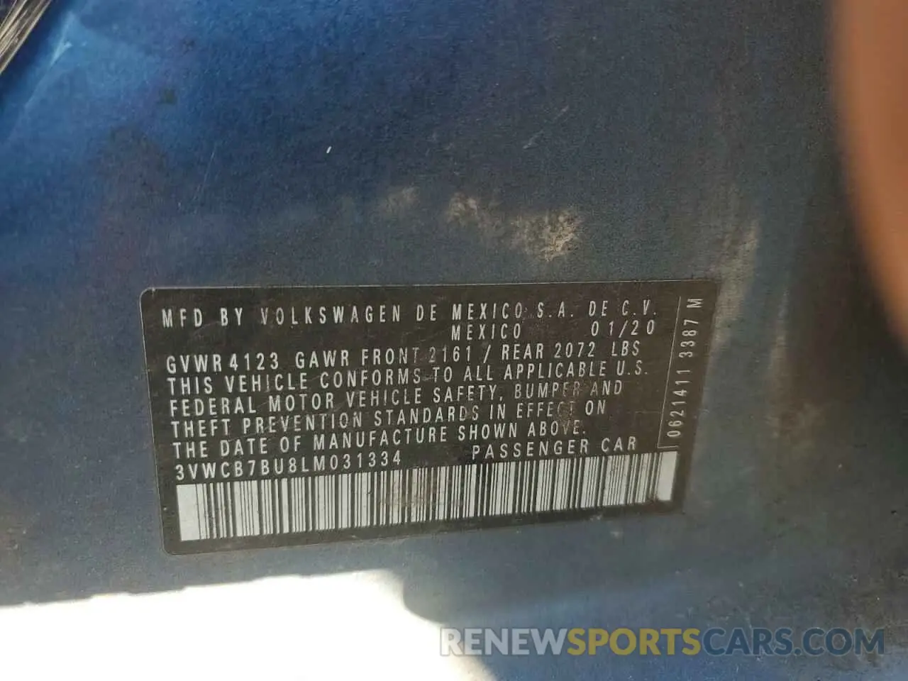 12 Photograph of a damaged car 3VWCB7BU8LM031334 VOLKSWAGEN JETTA 2020