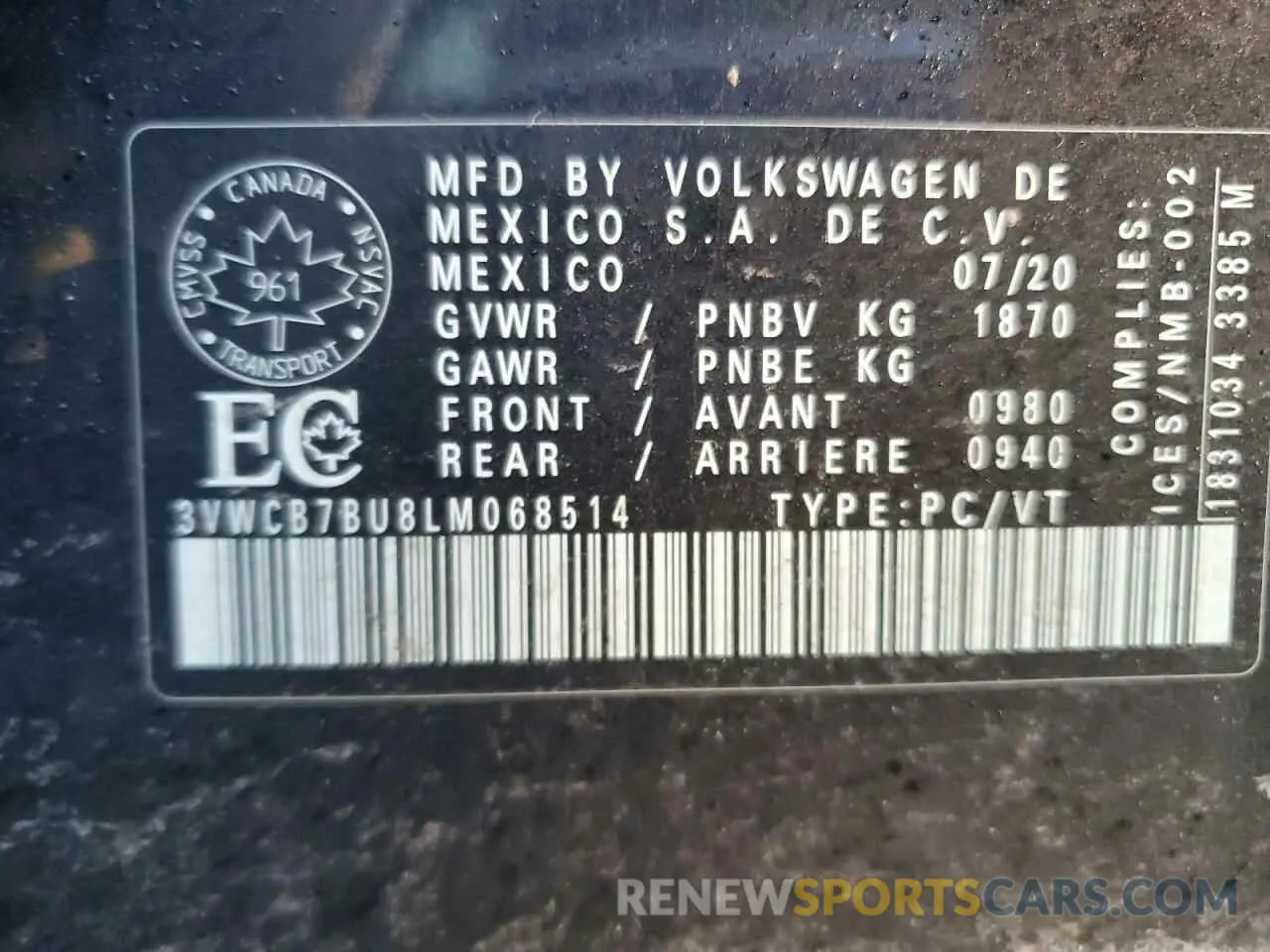 13 Фотография поврежденного автомобиля 3VWCB7BU8LM068514 VOLKSWAGEN JETTA 2020