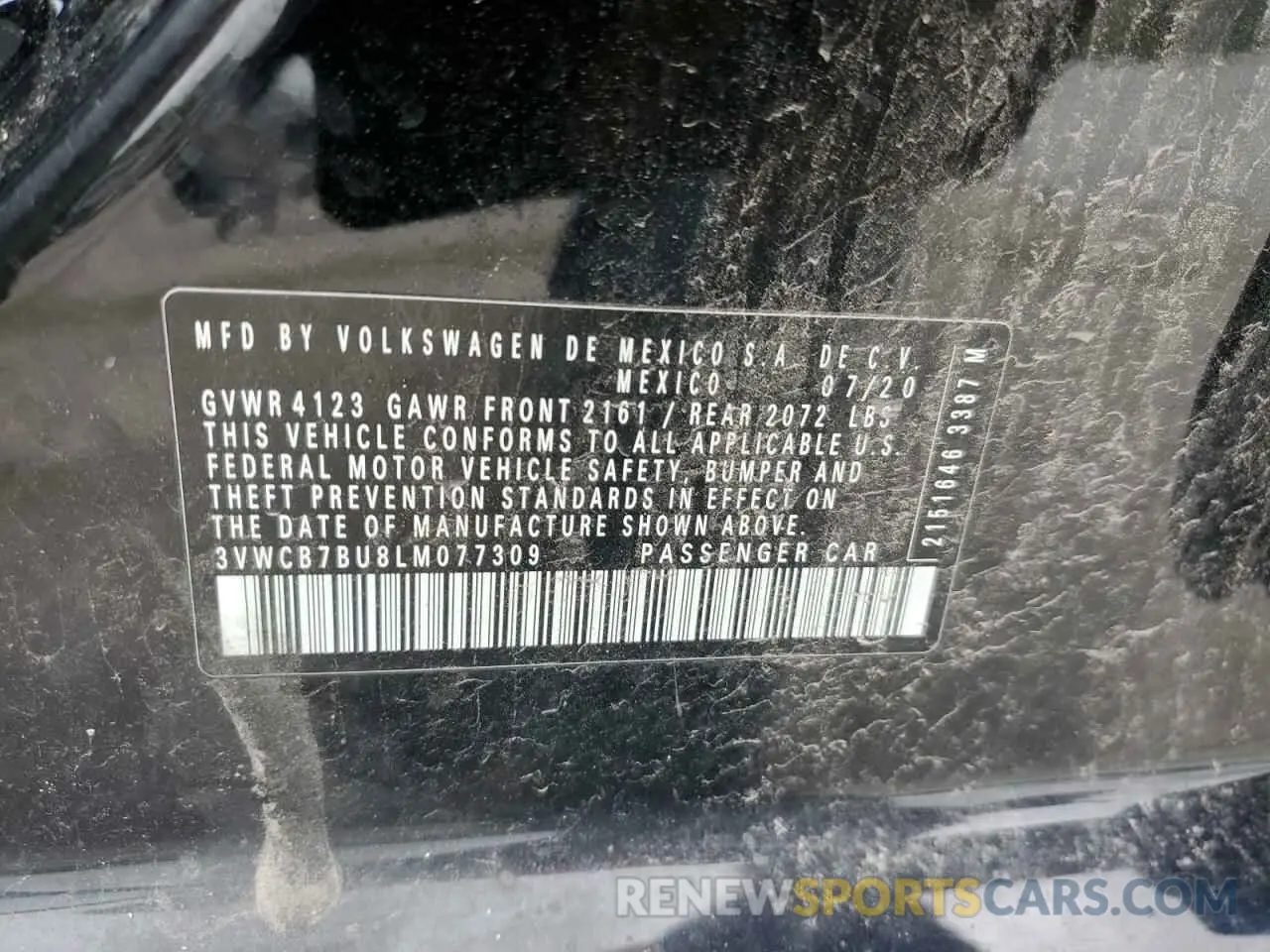 12 Photograph of a damaged car 3VWCB7BU8LM077309 VOLKSWAGEN JETTA 2020