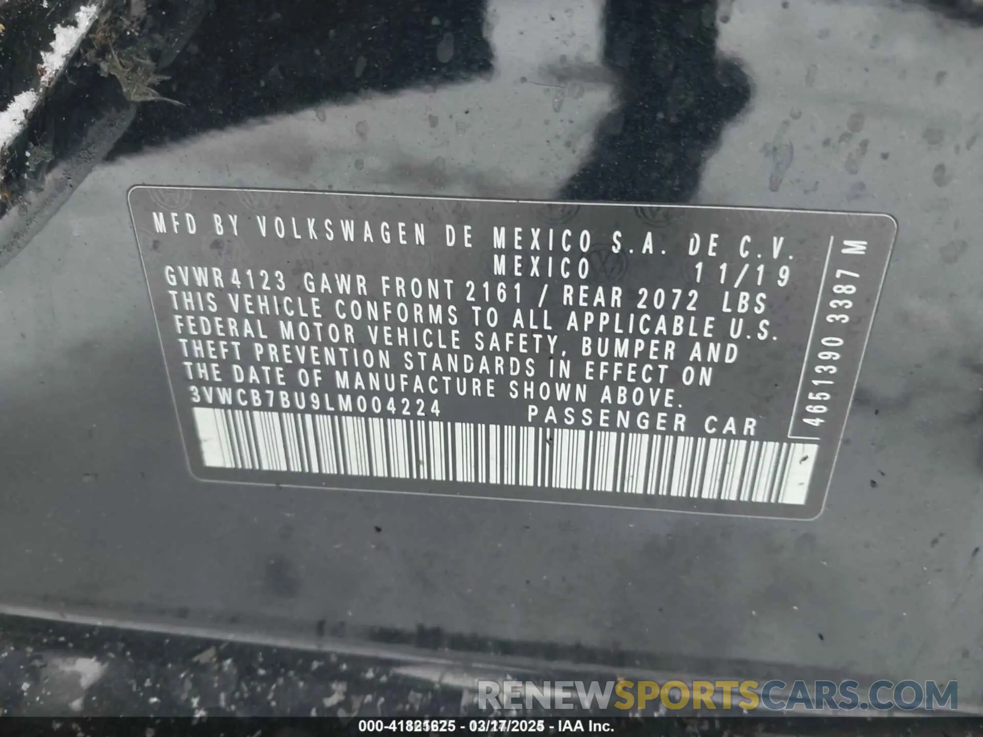 9 Фотография поврежденного автомобиля 3VWCB7BU9LM004224 VOLKSWAGEN JETTA 2020