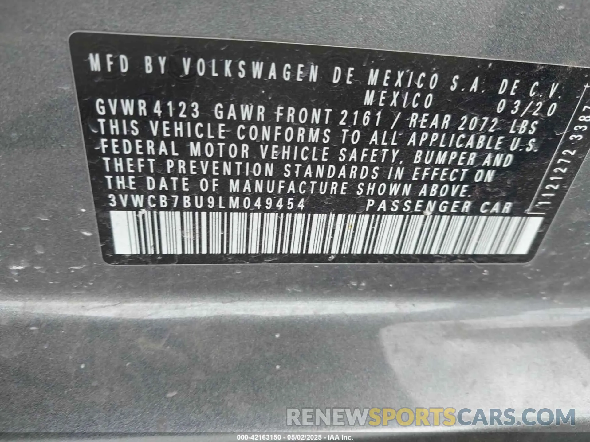 9 Фотография поврежденного автомобиля 3VWCB7BU9LM049454 VOLKSWAGEN JETTA 2020