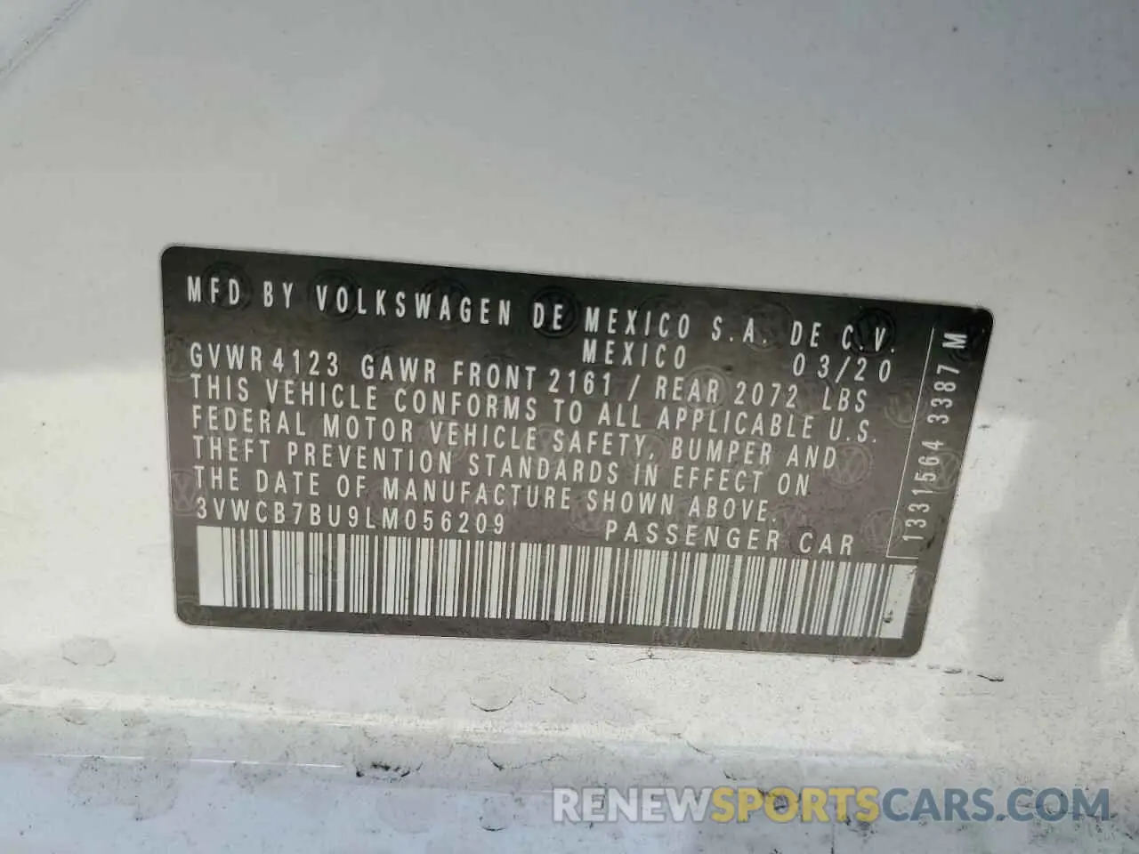 14 Photograph of a damaged car 3VWCB7BU9LM056209 VOLKSWAGEN JETTA 2020