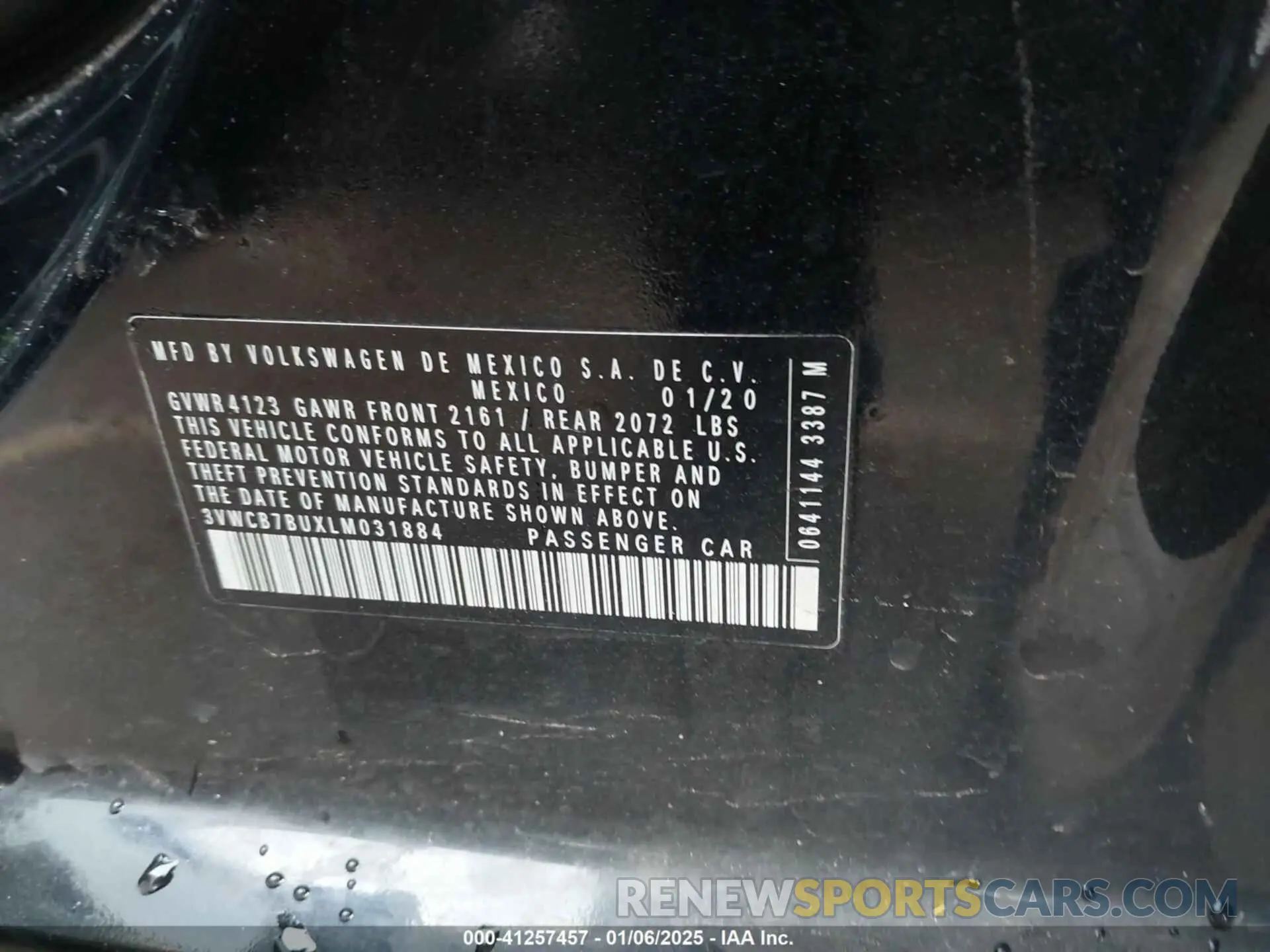 9 Фотография поврежденного автомобиля 3VWCB7BUXLM031884 VOLKSWAGEN JETTA 2020