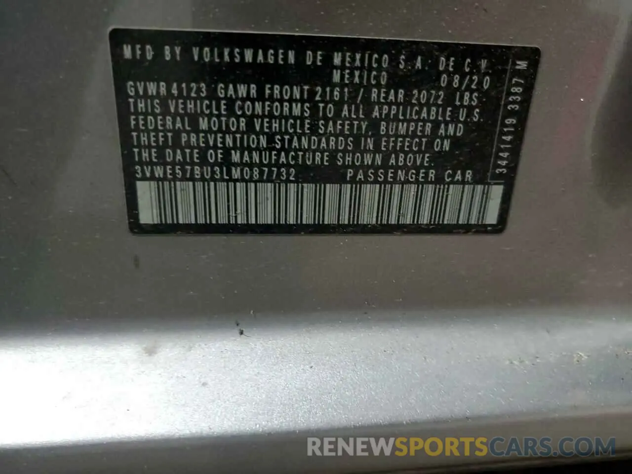 13 Photograph of a damaged car 3VWE57BU3LM087732 VOLKSWAGEN JETTA 2020