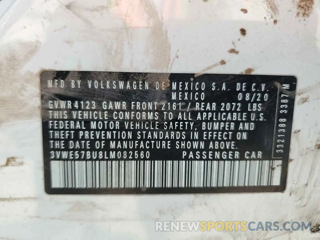 12 Фотография поврежденного автомобиля 3VWE57BU8LM082560 VOLKSWAGEN JETTA 2020