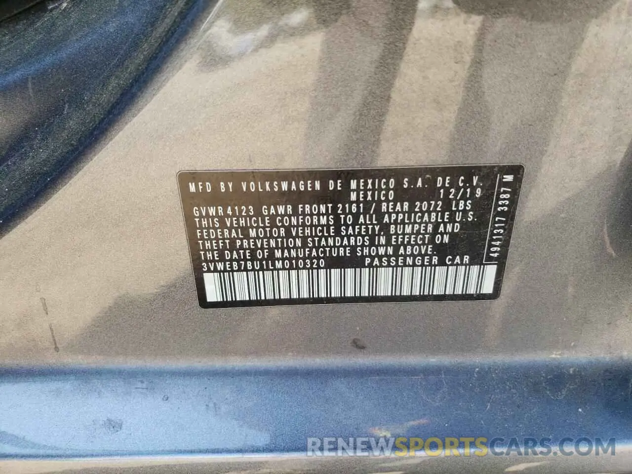12 Photograph of a damaged car 3VWEB7BU1LM010320 VOLKSWAGEN JETTA 2020