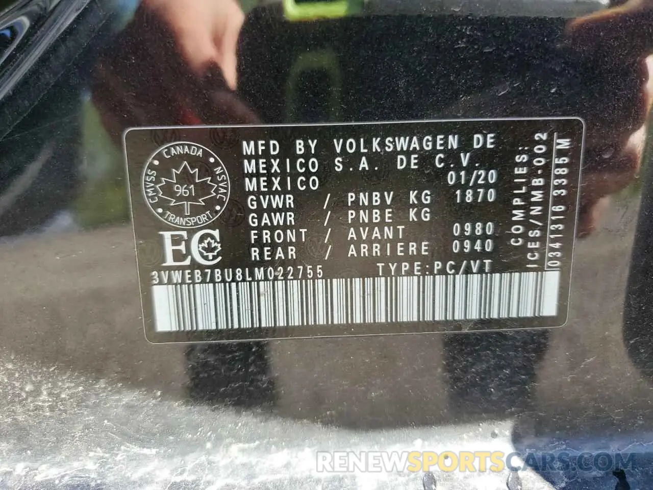 13 Фотография поврежденного автомобиля 3VWEB7BU8LM022755 VOLKSWAGEN JETTA 2020