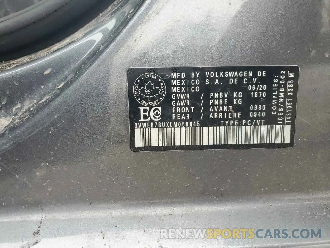 12 Photograph of a damaged car 3VWEB7BUXLM059645 VOLKSWAGEN JETTA 2020