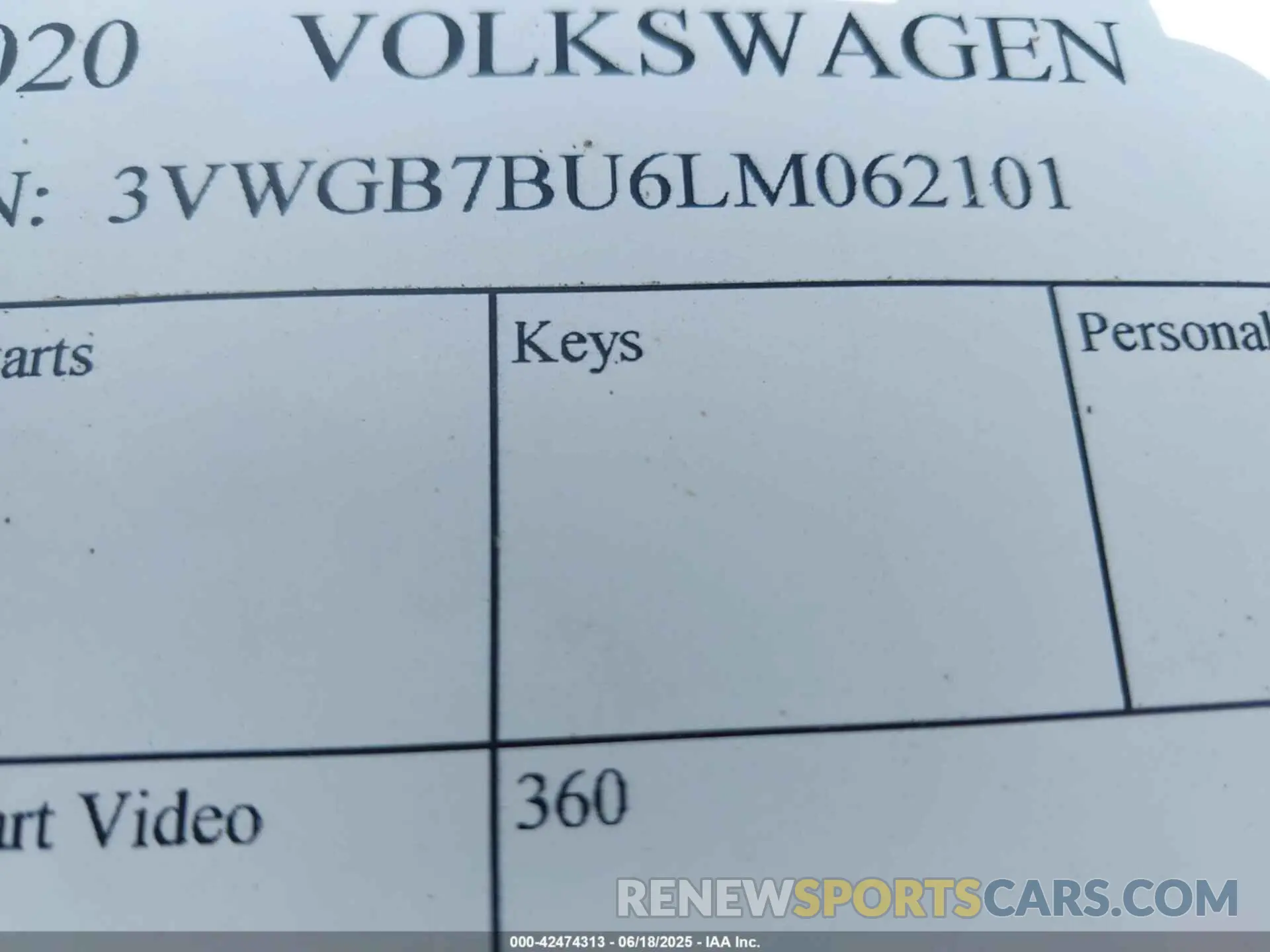 9 Photograph of a damaged car 3VWGB7BU6LM062101 VOLKSWAGEN JETTA 2020
