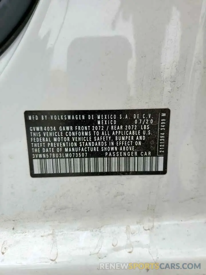 12 Photograph of a damaged car 3VWN57BU3LM073507 VOLKSWAGEN JETTA 2020