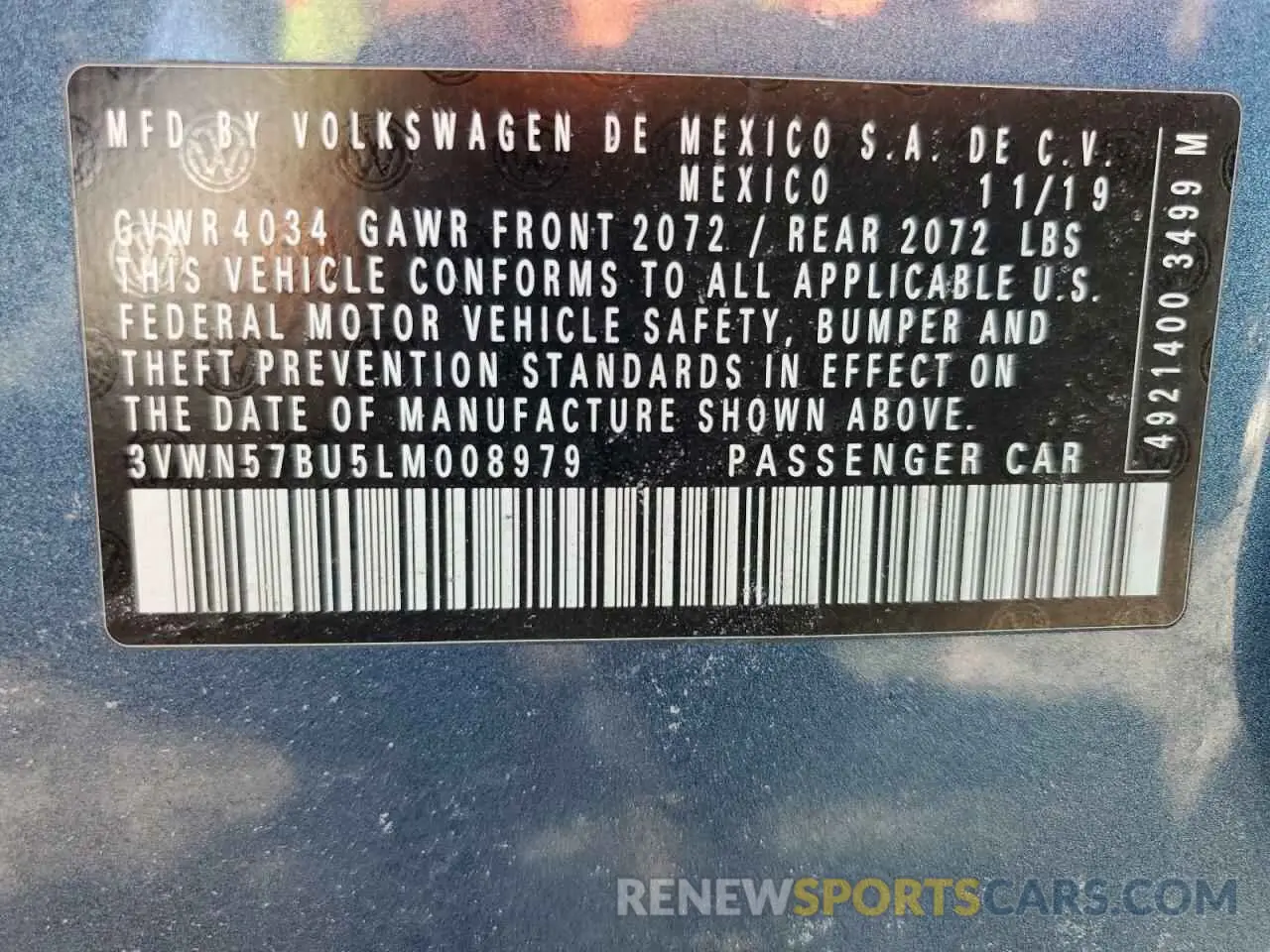 12 Photograph of a damaged car 3VWN57BU5LM008979 VOLKSWAGEN JETTA 2020