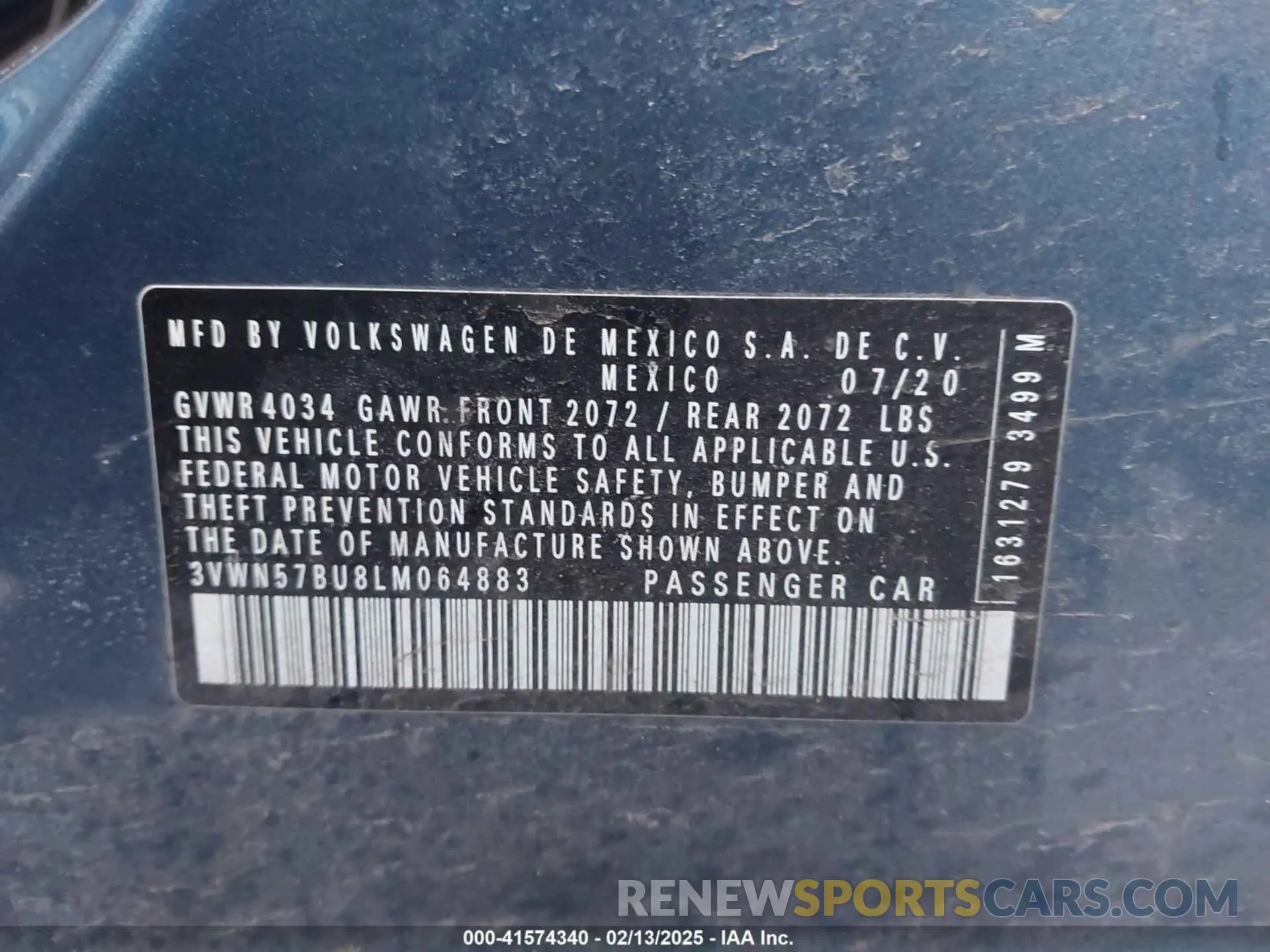 9 Фотография поврежденного автомобиля 3VWN57BU8LM064883 VOLKSWAGEN JETTA 2020