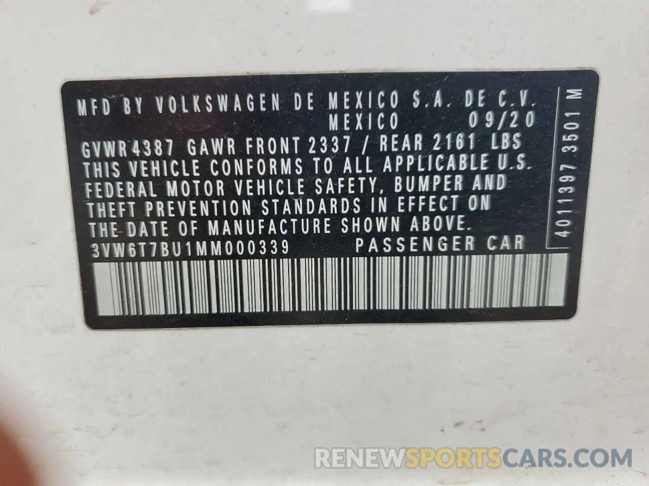 12 Photograph of a damaged car 3VW6T7BU1MM000339 VOLKSWAGEN JETTA 2021