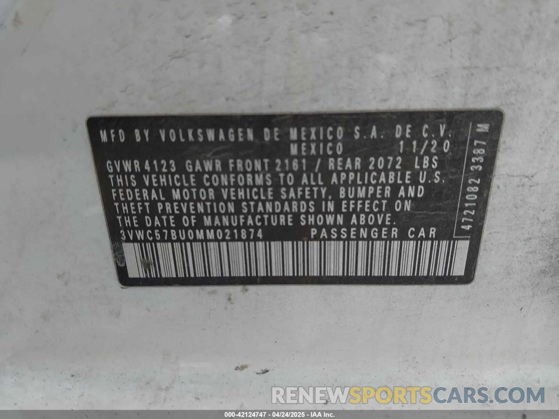9 Фотография поврежденного автомобиля 3VWC57BU0MM021874 VOLKSWAGEN JETTA 2021