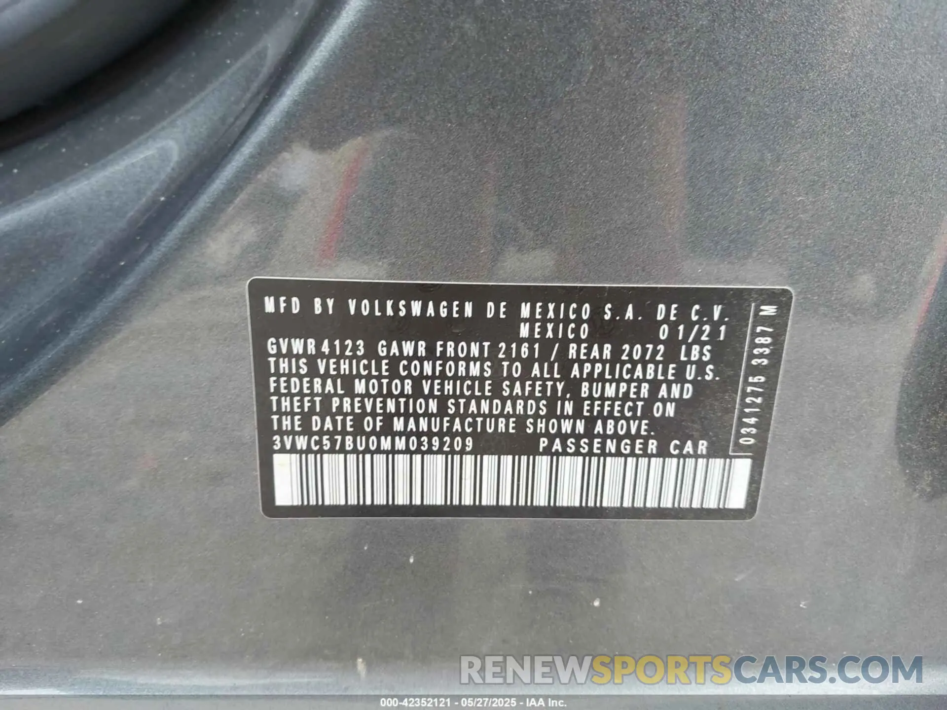 9 Фотография поврежденного автомобиля 3VWC57BU0MM039209 VOLKSWAGEN JETTA 2021