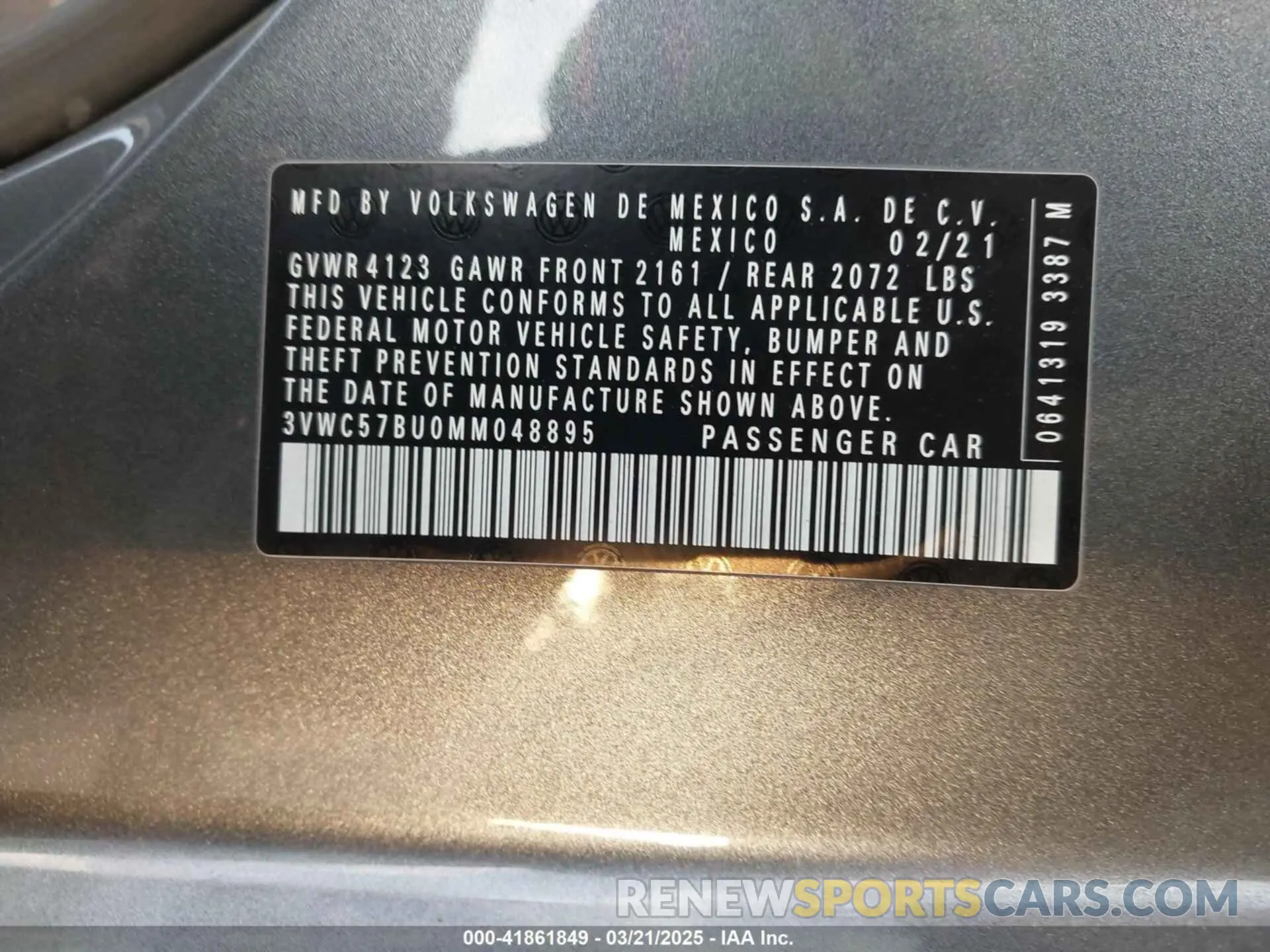 9 Photograph of a damaged car 3VWC57BU0MM048895 VOLKSWAGEN JETTA 2021
