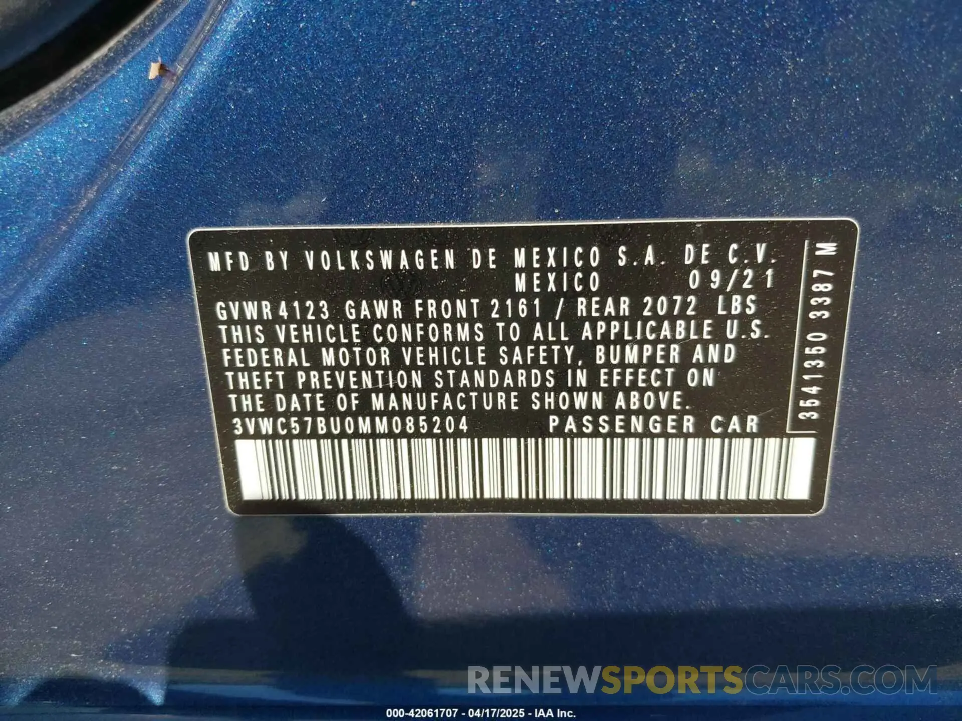 9 Фотография поврежденного автомобиля 3VWC57BU0MM085204 VOLKSWAGEN JETTA 2021