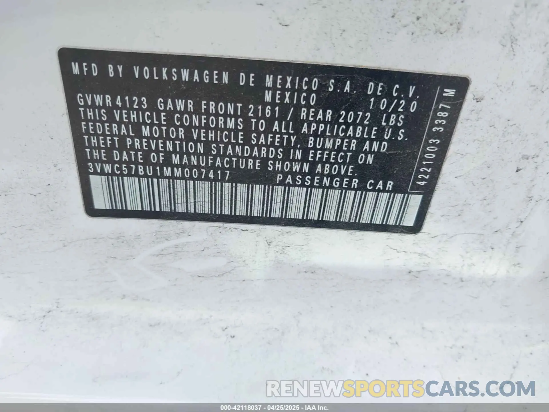 9 Фотография поврежденного автомобиля 3VWC57BU1MM007417 VOLKSWAGEN JETTA 2021