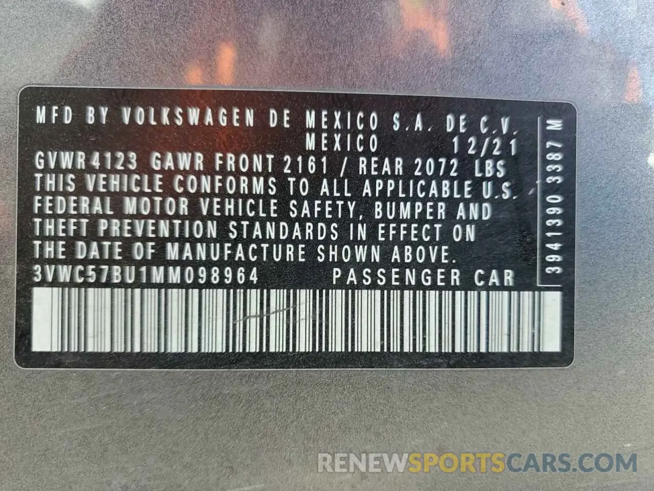 12 Фотография поврежденного автомобиля 3VWC57BU1MM098964 VOLKSWAGEN JETTA 2021