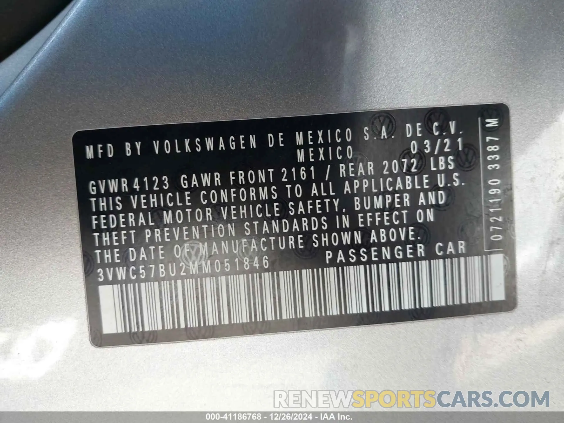 9 Фотография поврежденного автомобиля 3VWC57BU2MM051846 VOLKSWAGEN JETTA 2021
