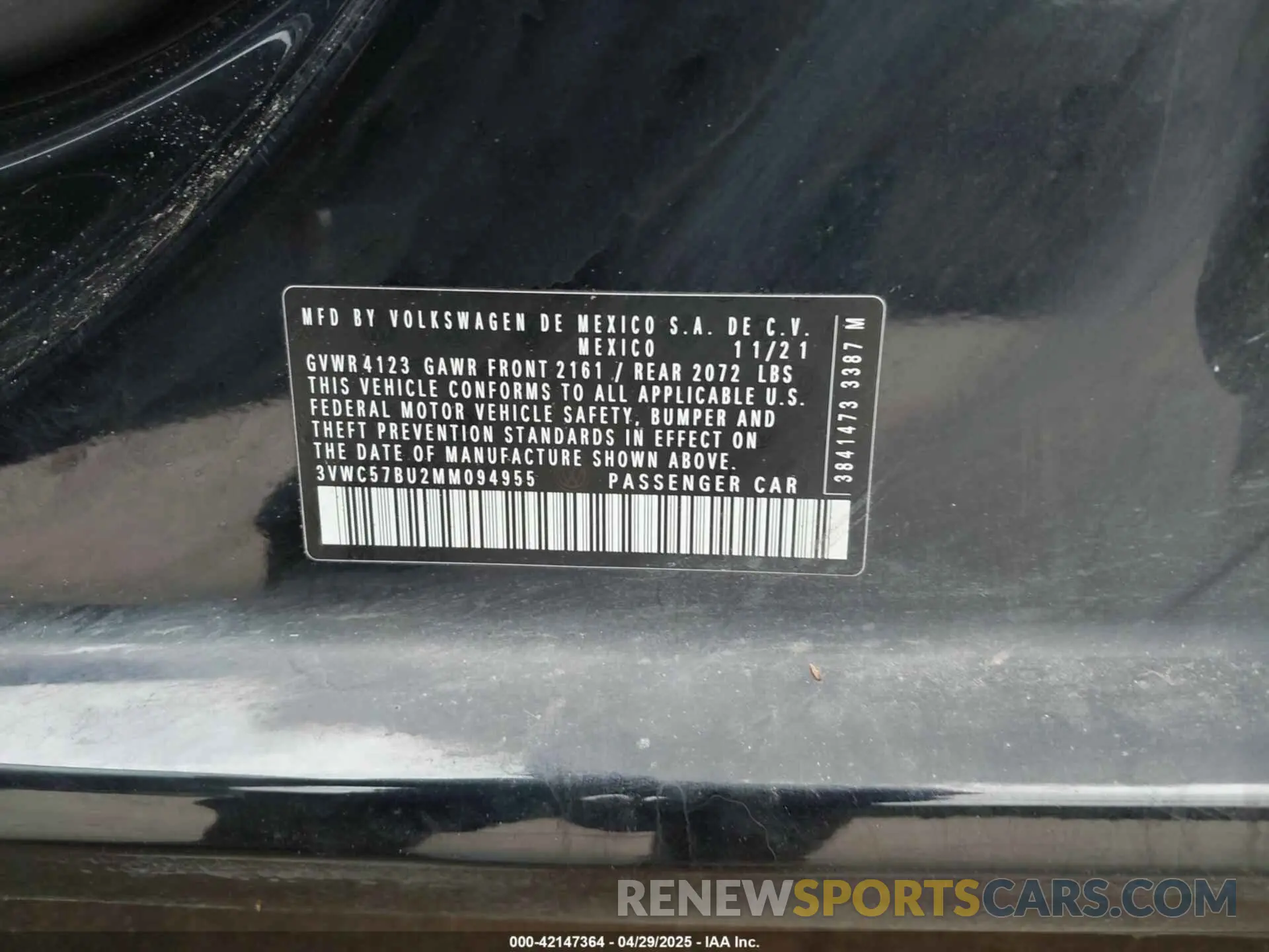 9 Фотография поврежденного автомобиля 3VWC57BU2MM094955 VOLKSWAGEN JETTA 2021