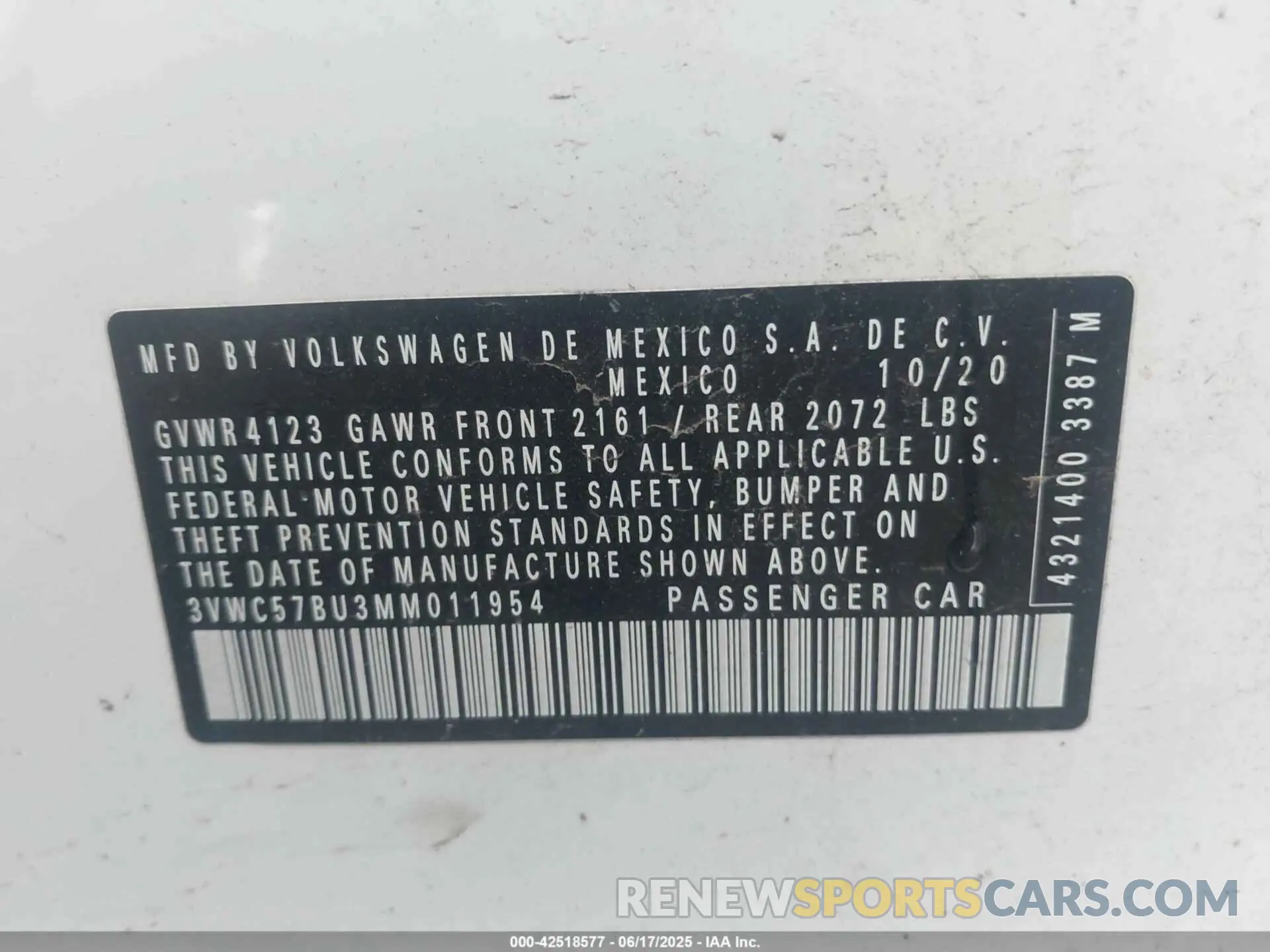 9 Фотография поврежденного автомобиля 3VWC57BU3MM011954 VOLKSWAGEN JETTA 2021