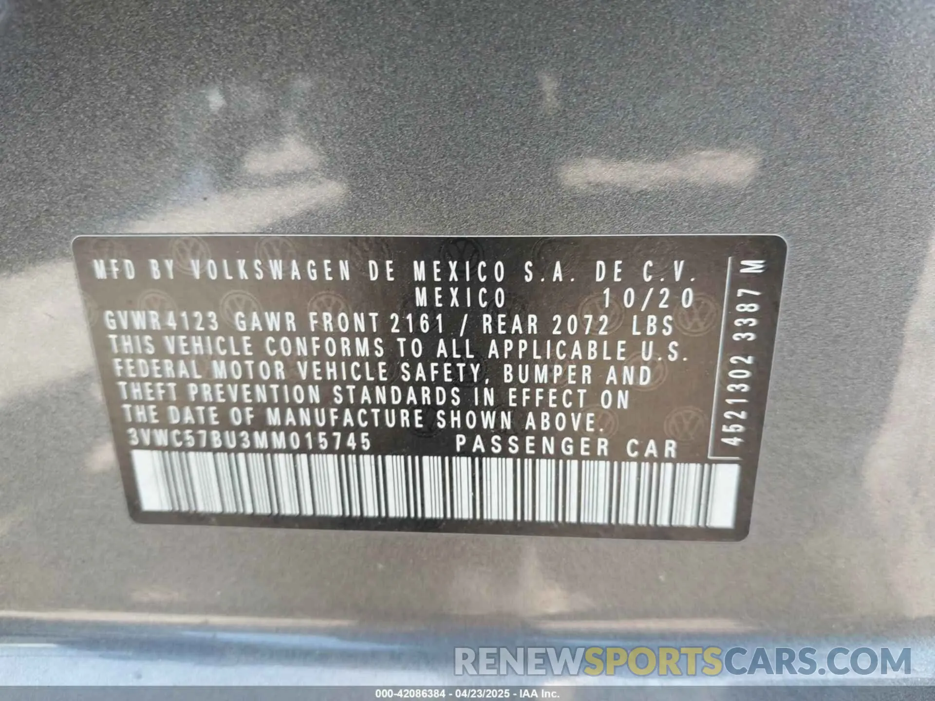 9 Photograph of a damaged car 3VWC57BU3MM015745 VOLKSWAGEN JETTA 2021