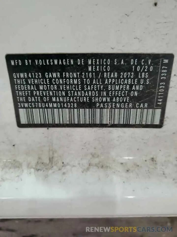 12 Фотография поврежденного автомобиля 3VWC57BU4MM014328 VOLKSWAGEN JETTA 2021