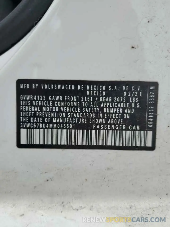13 Photograph of a damaged car 3VWC57BU4MM045501 VOLKSWAGEN JETTA 2021