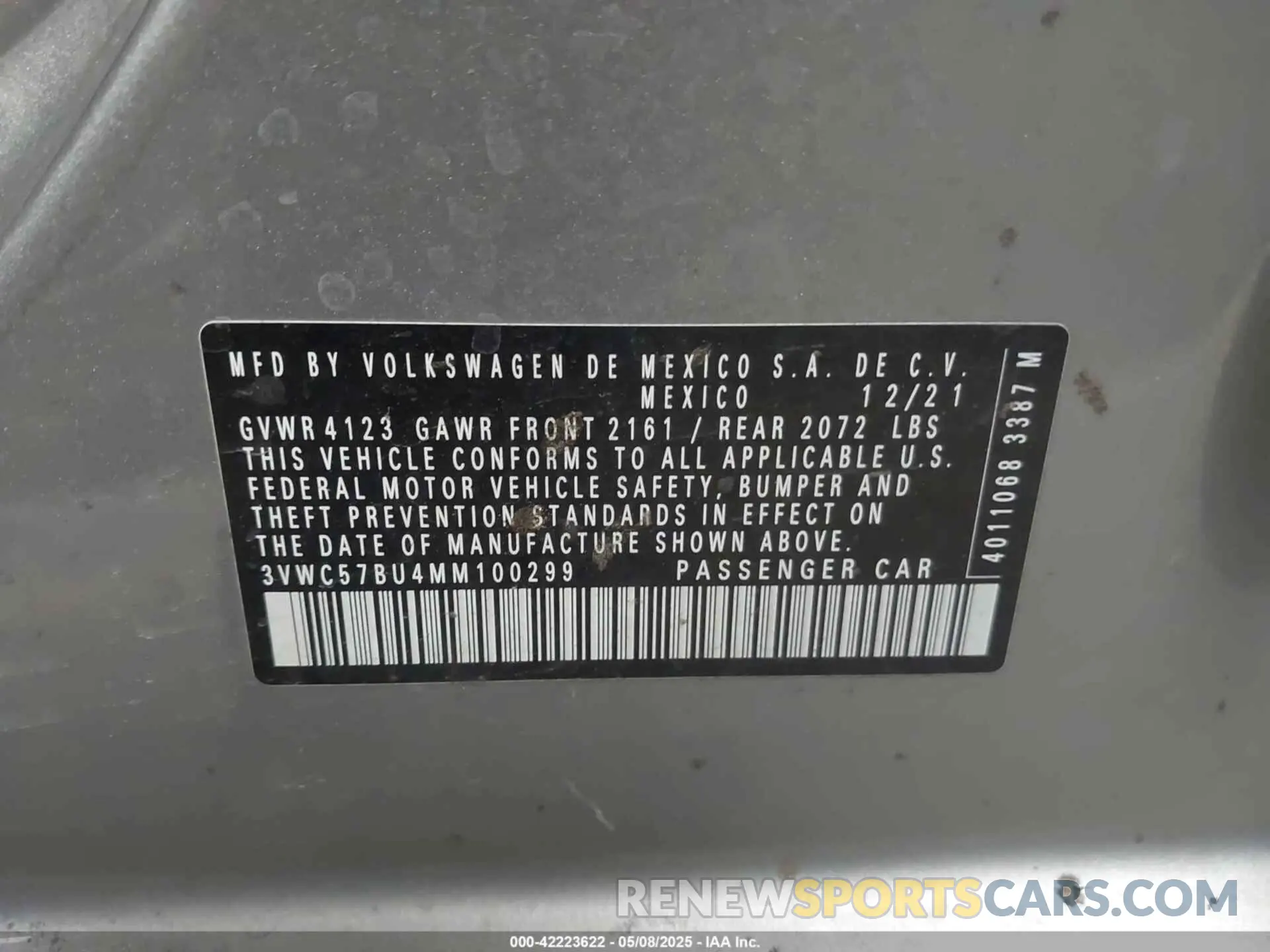9 Photograph of a damaged car 3VWC57BU4MM100299 VOLKSWAGEN JETTA 2021